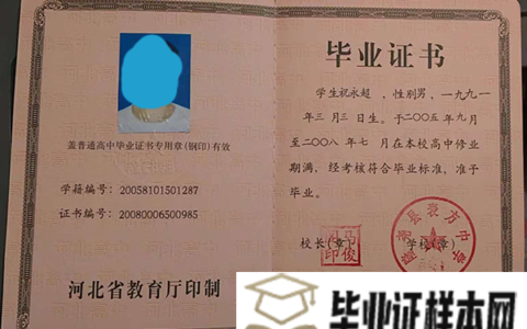 高碑店市高中毕业证样本/图片_模板