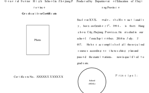 高中毕业证的英文模板下载（Word模板下载）