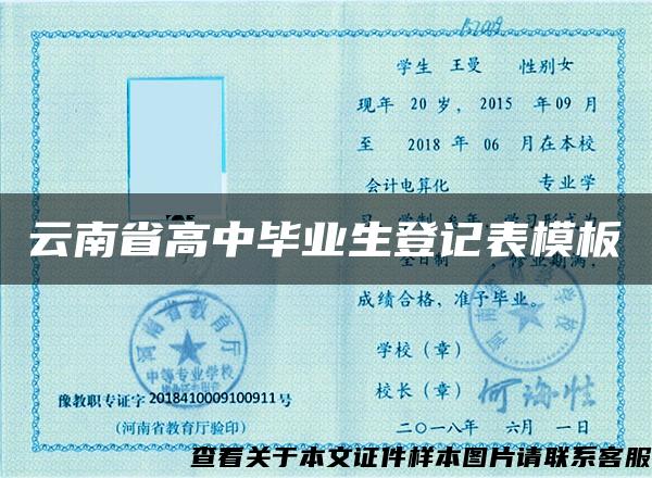 云南省高中毕业生登记表模板