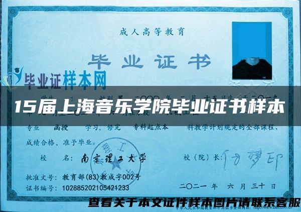 15届上海音乐学院毕业证书样本