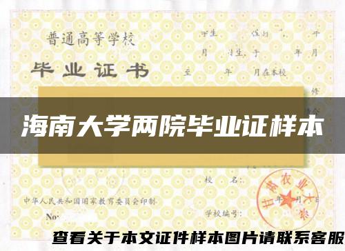 海南大学两院毕业证样本