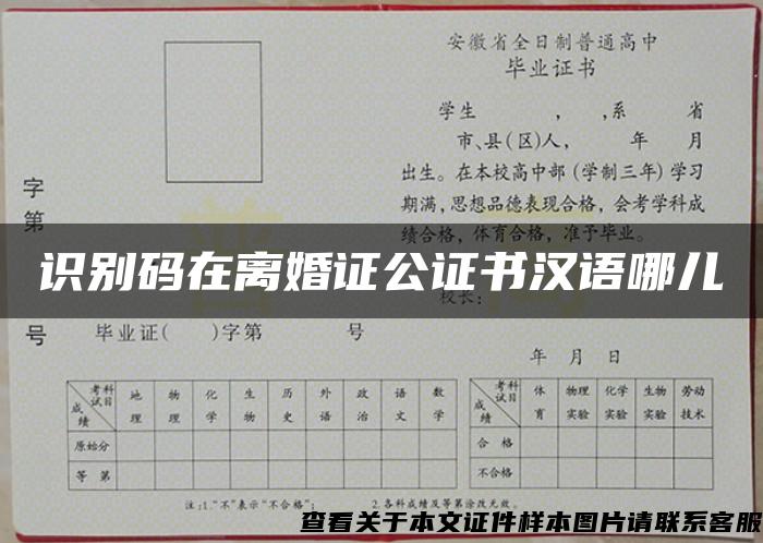 识别码在离婚证公证书汉语哪儿