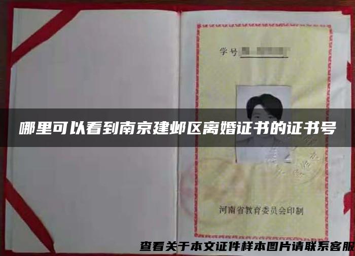 哪里可以看到南京建邺区离婚证书的证书号