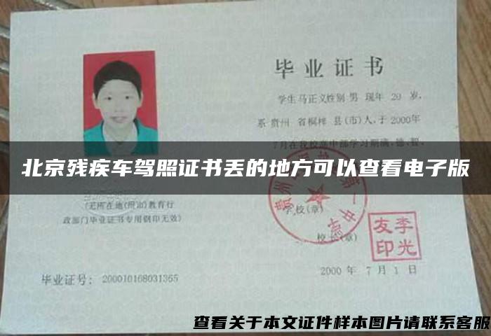 北京残疾车驾照证书丢的地方可以查看电子版