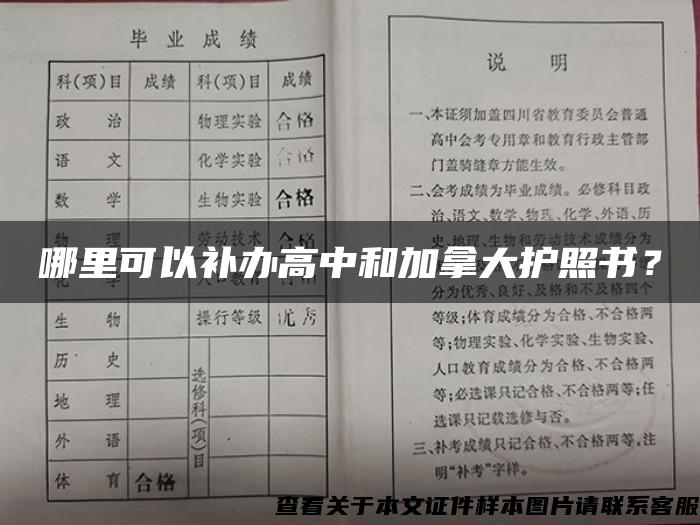 哪里可以补办高中和加拿大护照书？