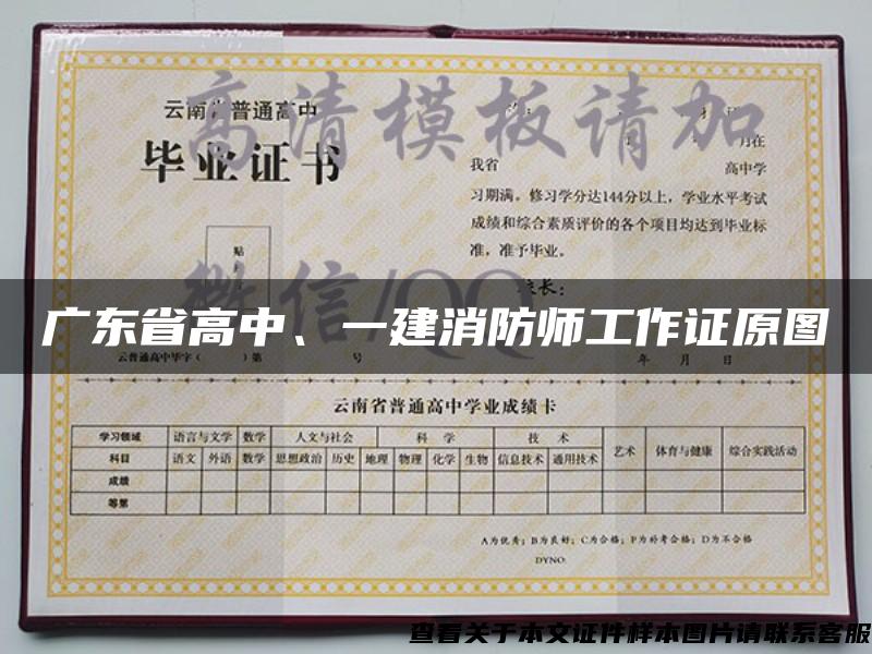广东省高中、一建消防师工作证原图
