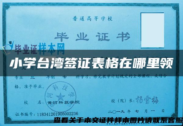 小学台湾签证表格在哪里领