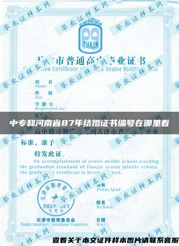 中专和河南省87年结婚证书编号在哪里看