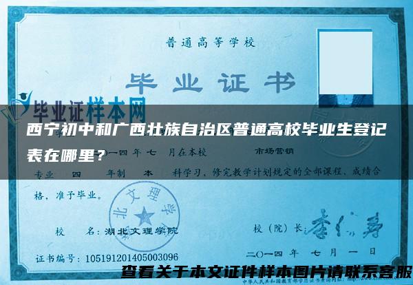 西宁初中和广西壮族自治区普通高校毕业生登记表在哪里？