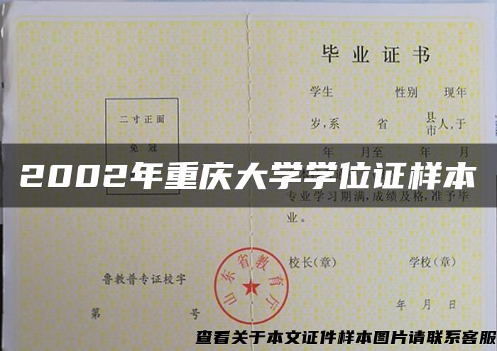 2002年重庆大学学位证样本