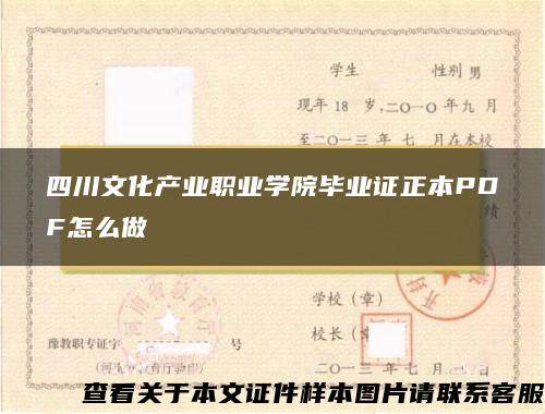 四川文化产业职业学院毕业证正本PDF怎么做