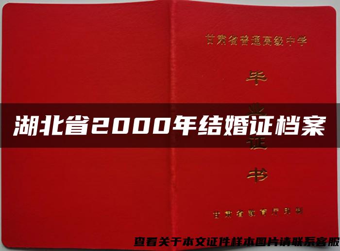 湖北省2000年结婚证档案
