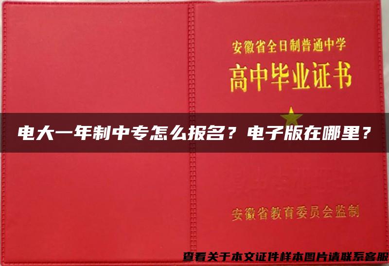 电大一年制中专怎么报名？电子版在哪里？