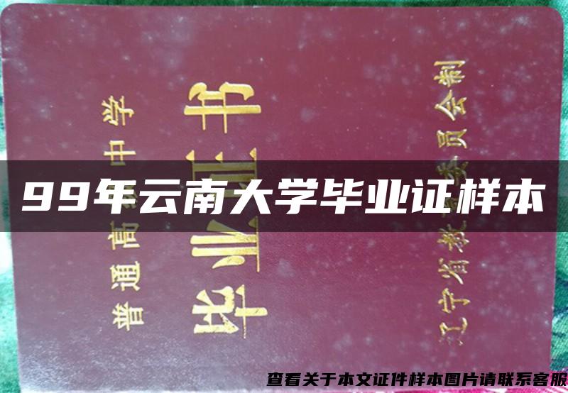 99年云南大学毕业证样本
