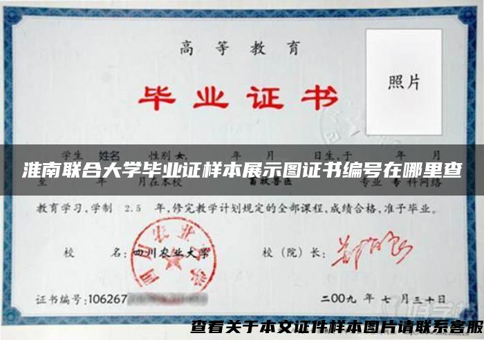 淮南联合大学毕业证样本展示图证书编号在哪里查