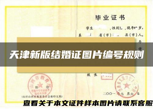 天津新版结婚证图片编号规则