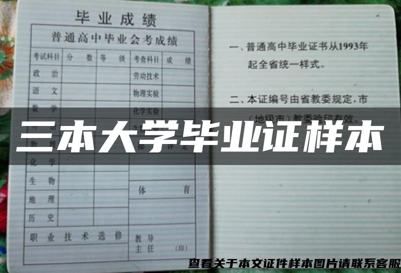 三本大学毕业证样本