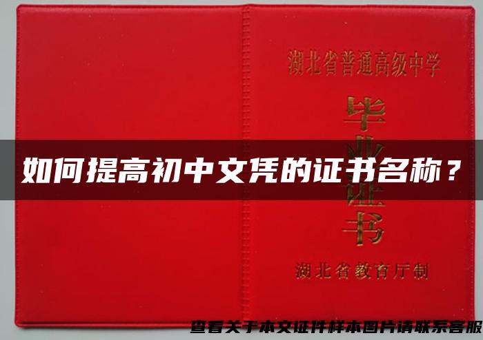 如何提高初中文凭的证书名称？
