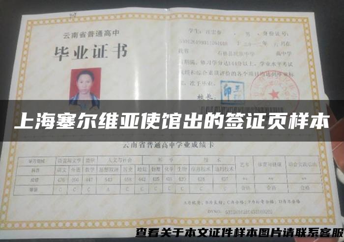 上海塞尔维亚使馆出的签证页样本
