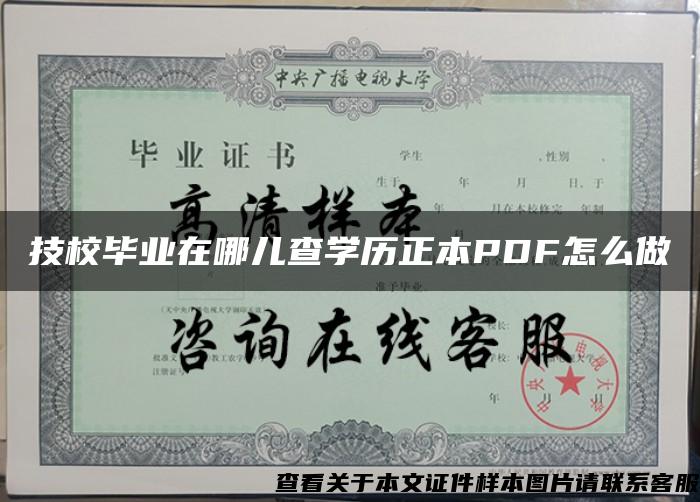 技校毕业在哪儿查学历正本PDF怎么做