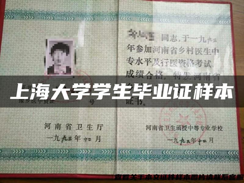 上海大学学生毕业证样本