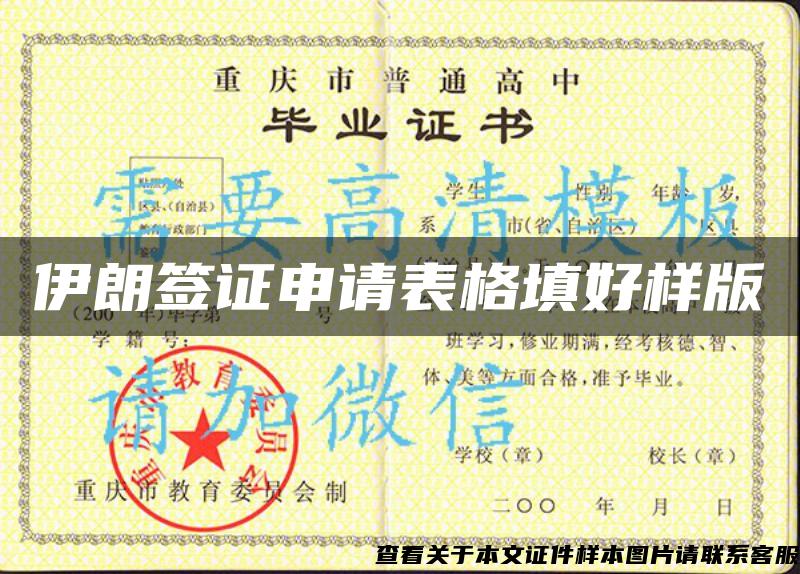 伊朗签证申请表格填好样版