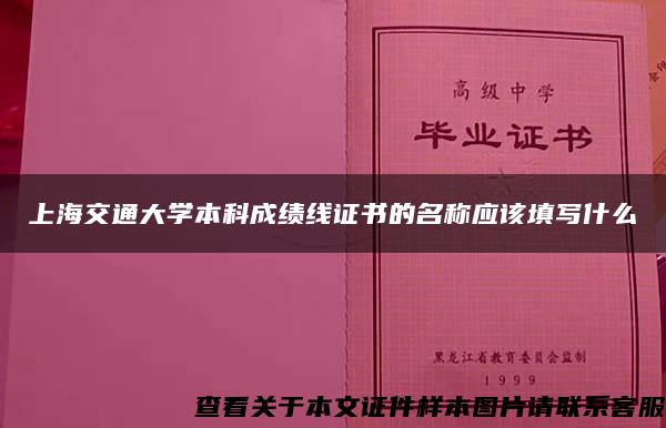 上海交通大学本科成绩线证书的名称应该填写什么
