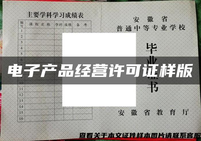 电子产品经营许可证样版