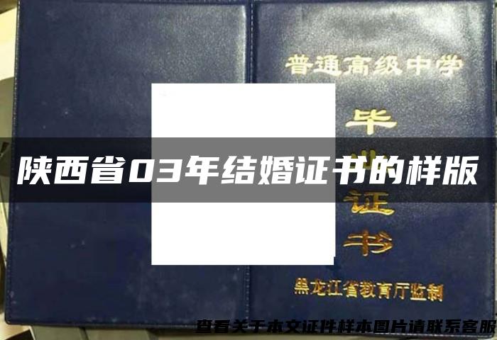 陕西省03年结婚证书的样版