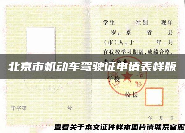 北京市机动车驾驶证申请表样版