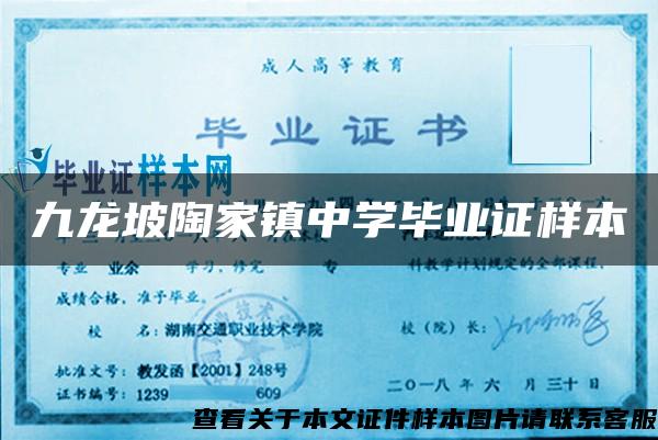 九龙坡陶家镇中学毕业证样本