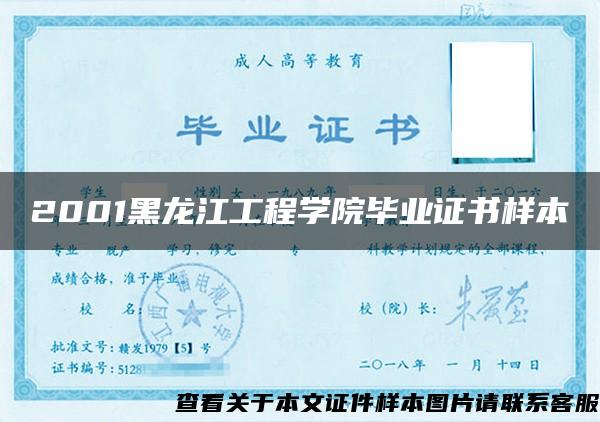 2001黑龙江工程学院毕业证书样本