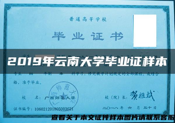 2019年云南大学毕业证样本