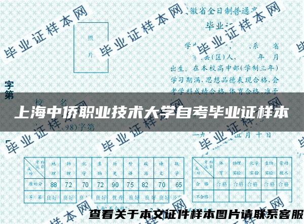 上海中侨职业技术大学自考毕业证样本