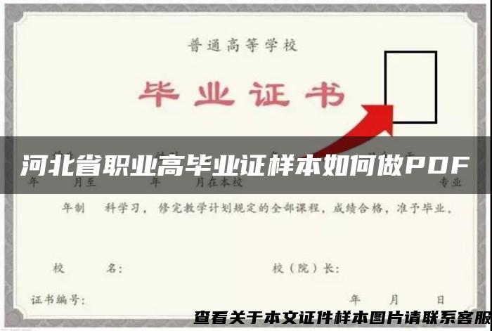 河北省职业高毕业证样本如何做PDF