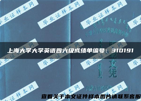 上海大学大学英语四六级成绩单编号：310191