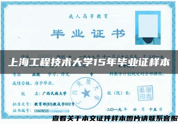 上海工程技术大学15年毕业证样本
