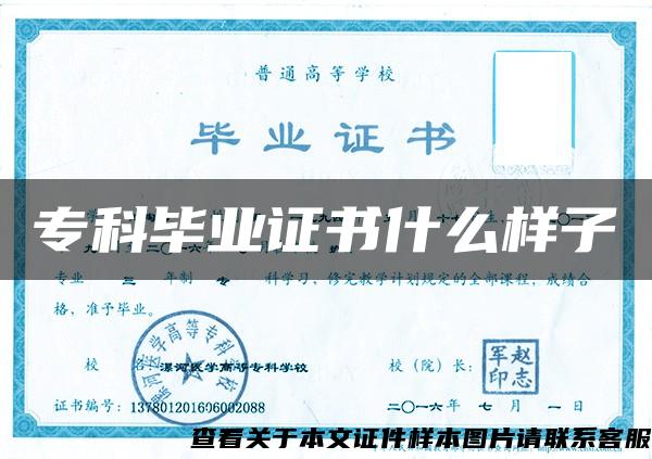 专科毕业证书什么样子