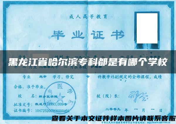 黑龙江省哈尔滨专科都是有哪个学校