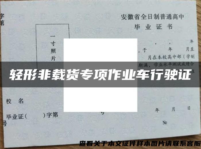 轻形非载货专项作业车行驶证