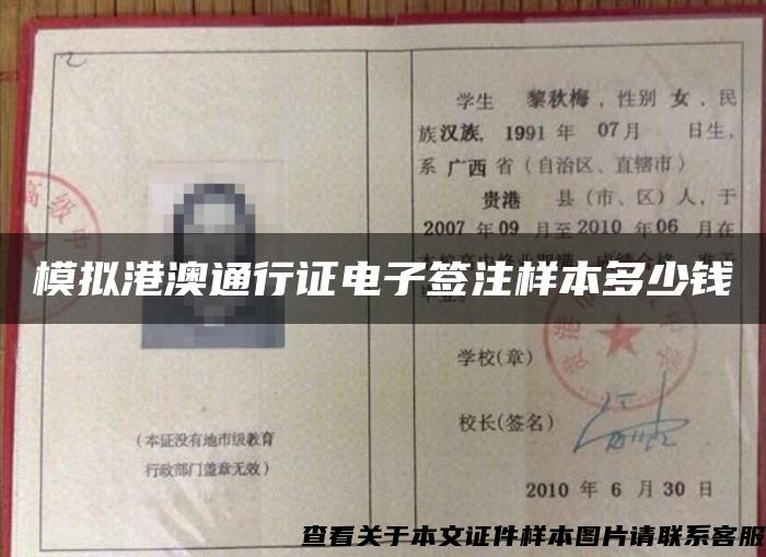 模拟港澳通行证电子签注样本多少钱