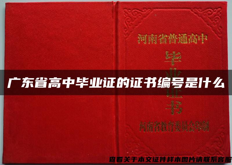 广东省高中毕业证的证书编号是什么