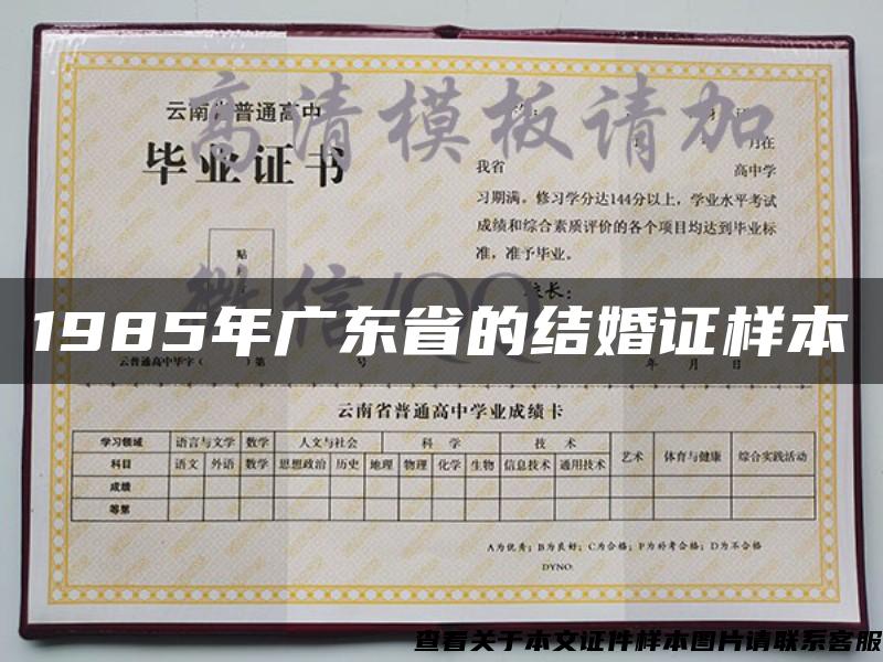 1985年广东省的结婚证样本