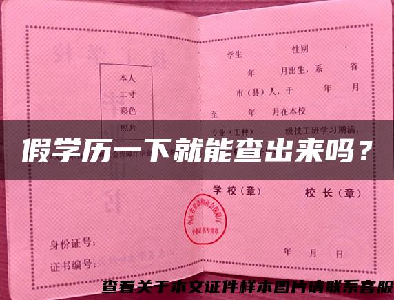 假学历一下就能查出来吗? 假学历一下就能查出来吗?