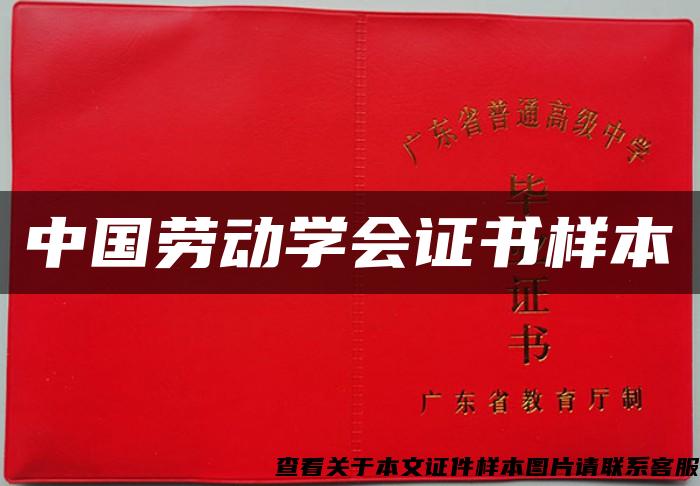 中国劳动学会证书样本