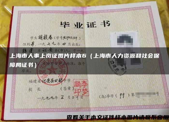 上海市人事上岗证图片样本6（上海市人力资源和社会保障局证书）