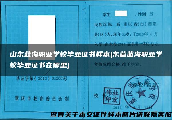 山东蓝海职业学校毕业证书样本(东营蓝海职业学校毕业证书在哪里)