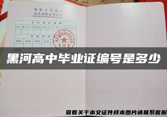 黑河高中毕业证编号是多少