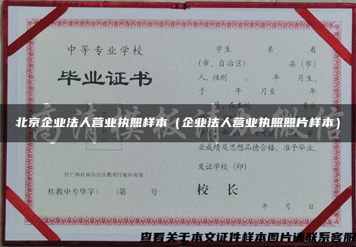 北京企业法人营业执照样本（企业法人营业执照照片样本）