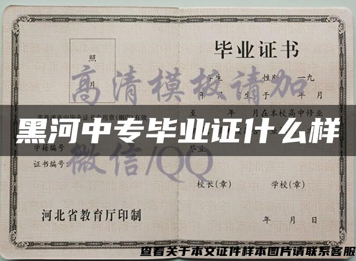 黑河中专毕业证什么样
